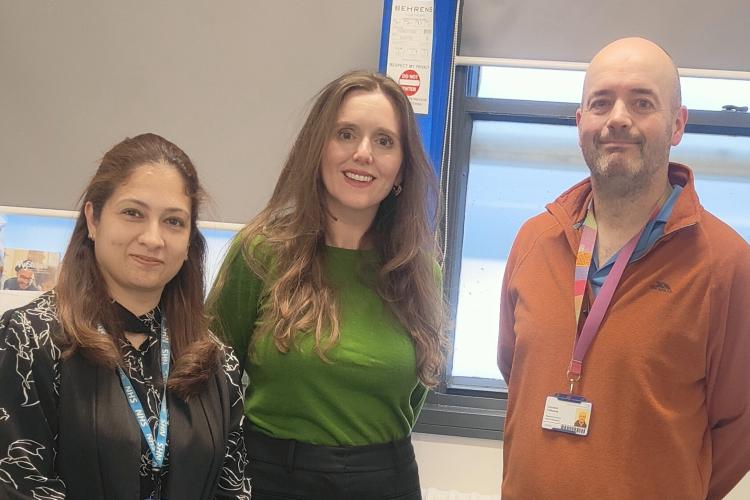 Hull Royal Infirmary Research Team - PI, Amna; Investigator, Sophie; and Research Nurse, Dom pictured smiling.